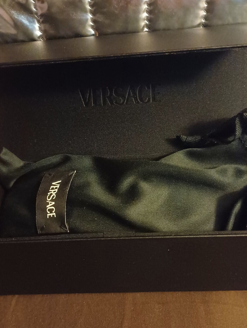 Versace Black Men's Shield Sunglasses with Gold Medusa Accents - Picture 3 of 3